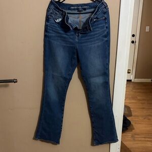 American Eagle Outfitters Women's Dark Blue Flare Jeans